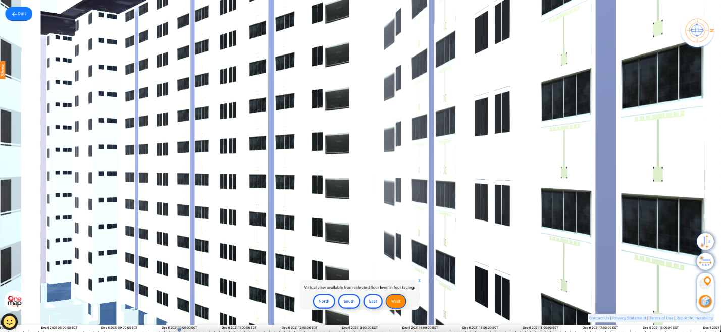 NSEW view from a building – Visualisation of the North, South, East and West view from selected floor of a building.