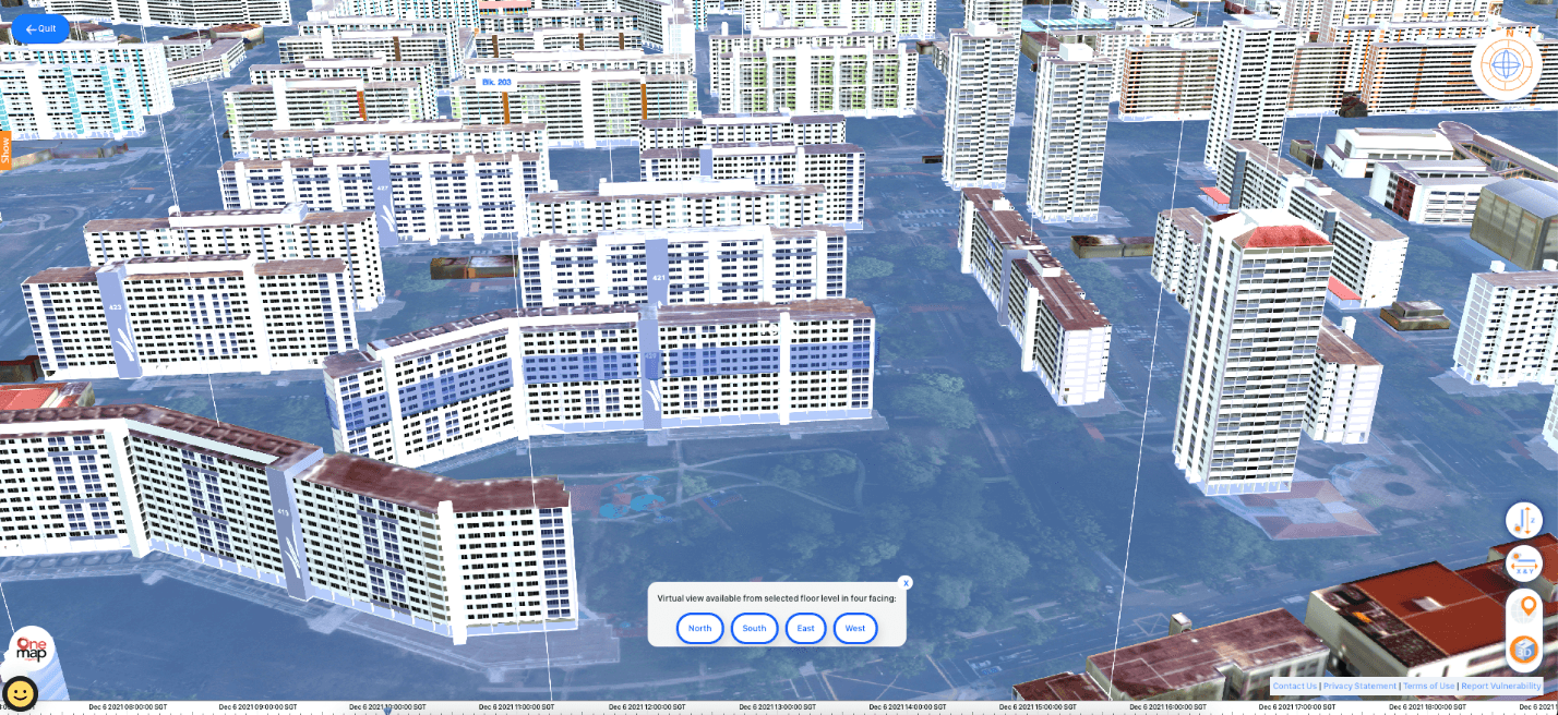 NSEW view from a building – Visualisation of the North, South, East and West view from selected floor of a building.