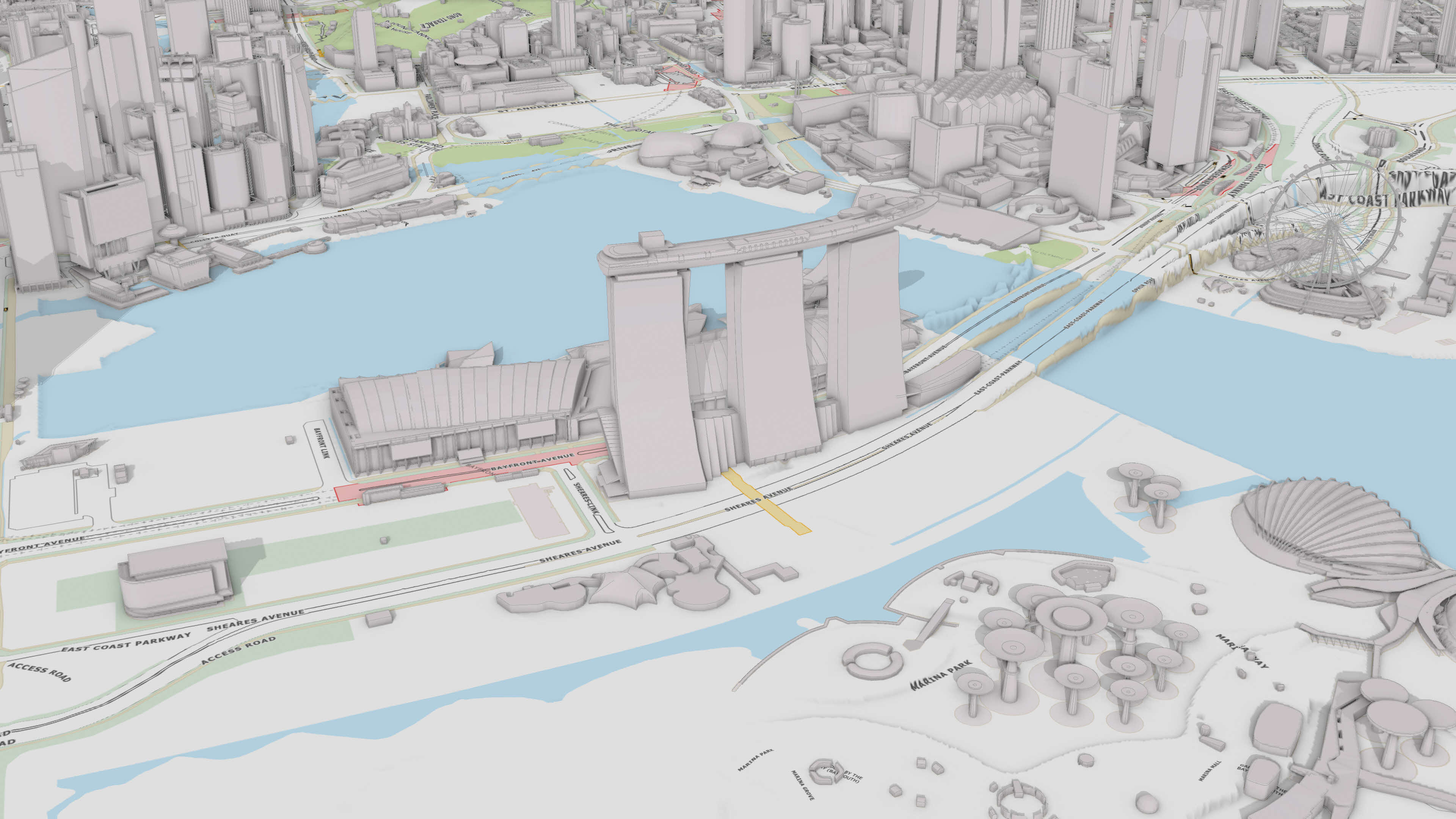 3D map of the Marina Bay Sands area