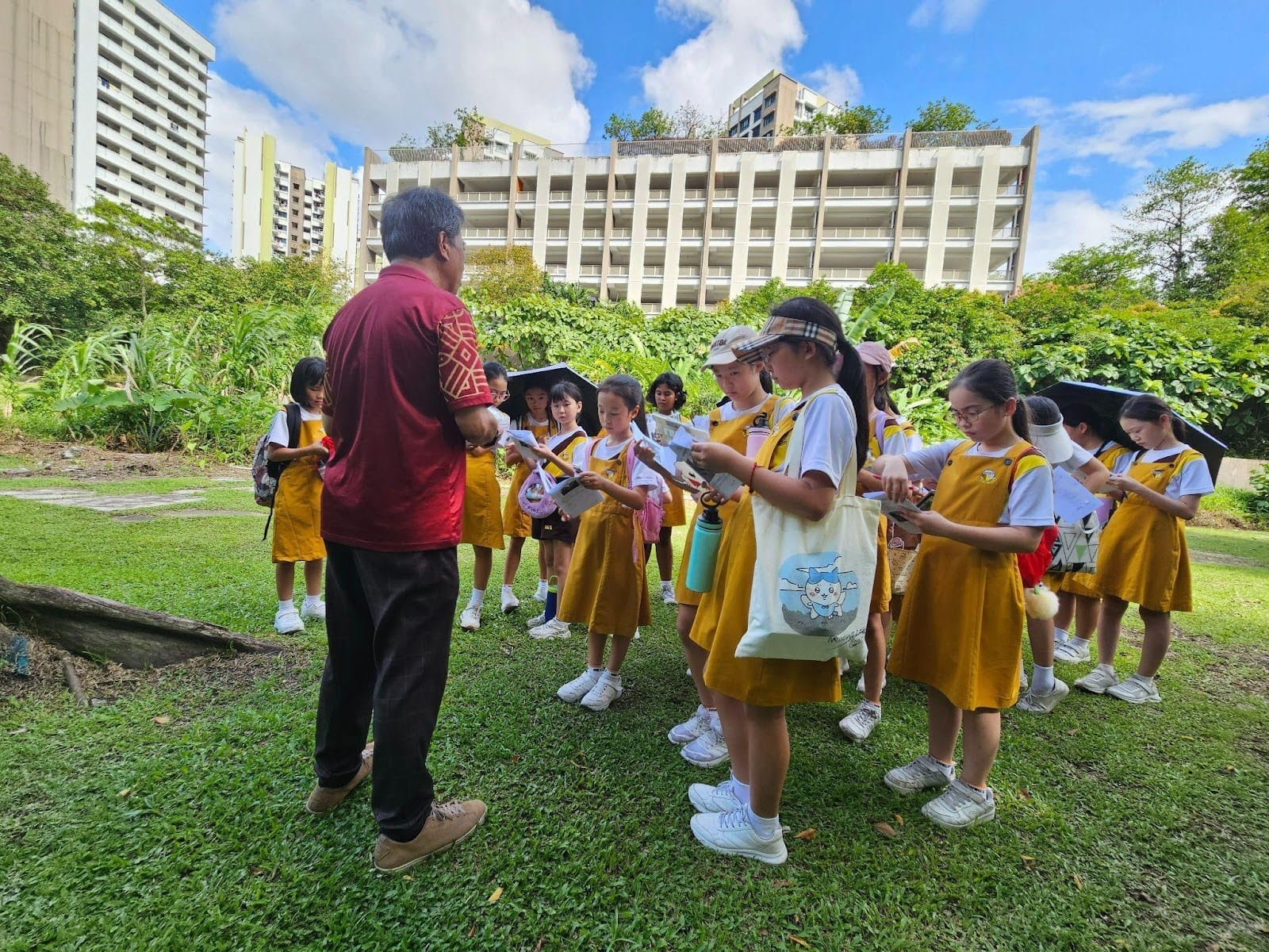 Students visited Kampong Buangkok to learn about Singapore’s history.