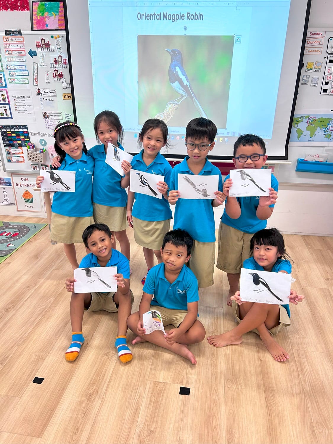 The children thoroughly enjoyed their walking trail! Although they did not spot the native Oriental Magpie during the walk, their teachers shared information and the children engaged in a colouring activity of the bird to reflect their learning.