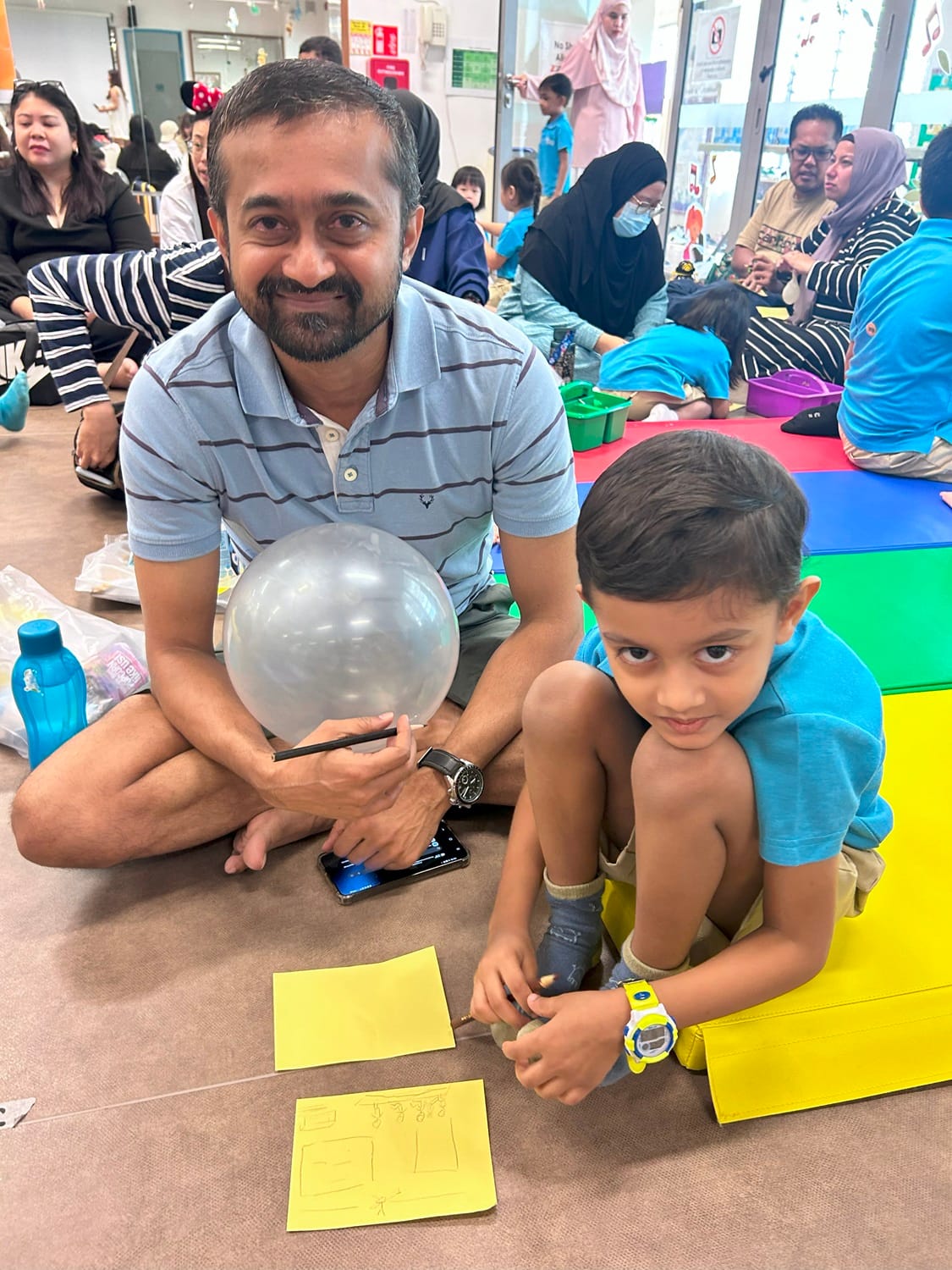 A special activity where parent and child talked about their happy moments and created a 'happy orb,' that continues to be made into a core memory.