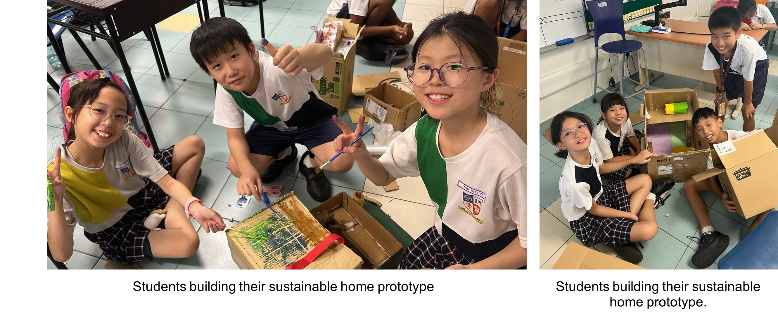 Students building their sustainable home prototype using micro:bit programming.
