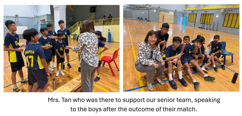 Students posing with the Principal who came to support their match
