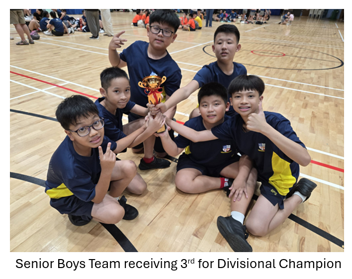 Senior Boys Team posing with their bronze trophy
