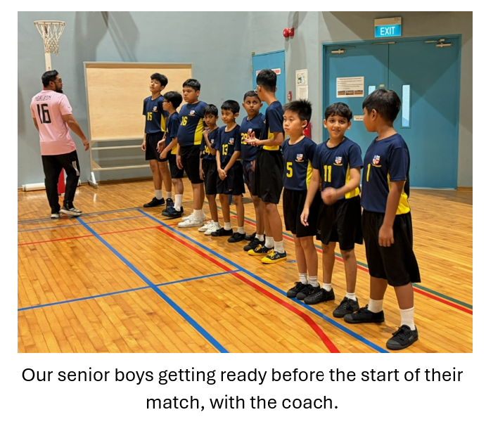 Students standing in a line, getting ready for the match