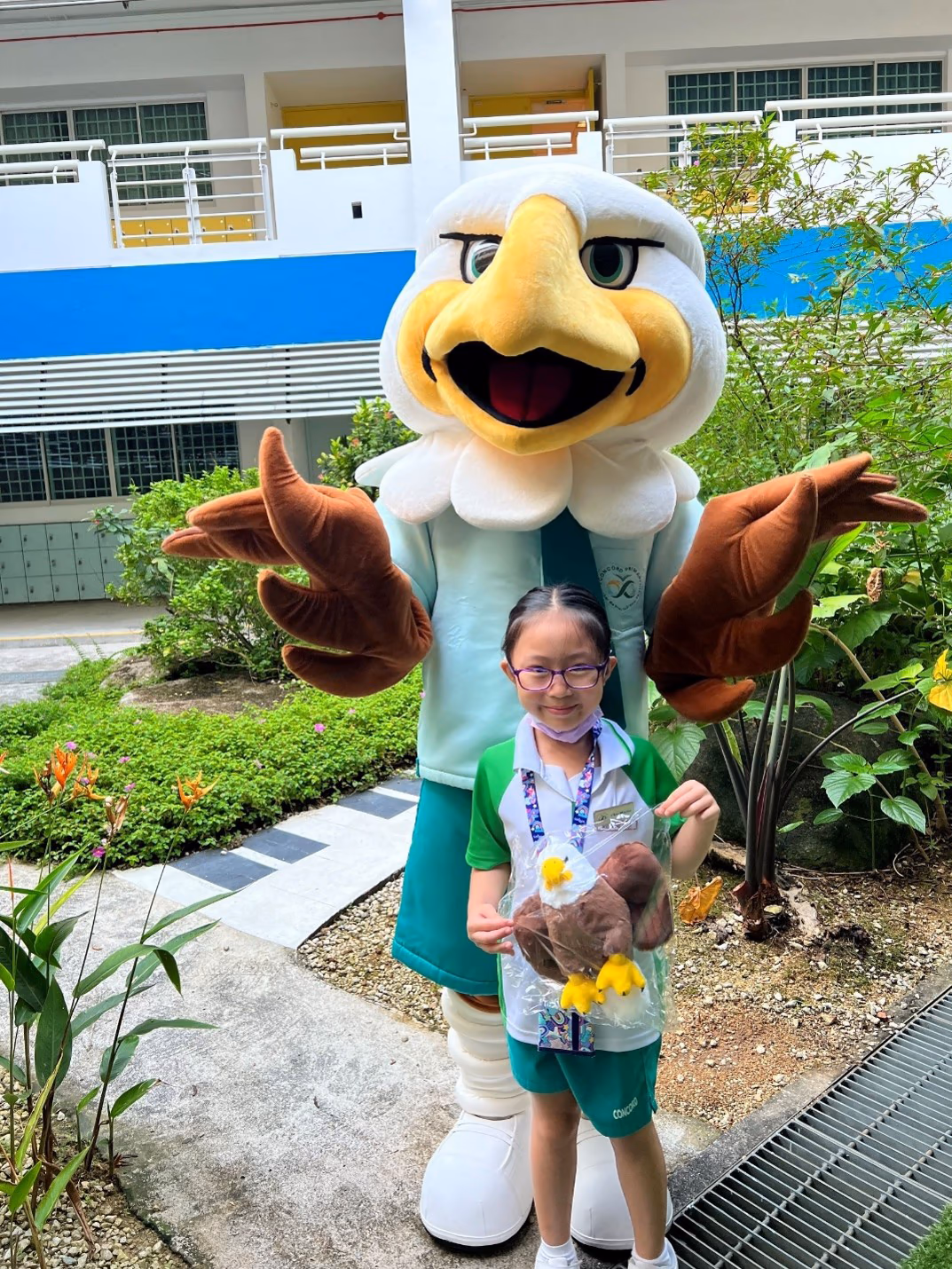 Student with school Mascot