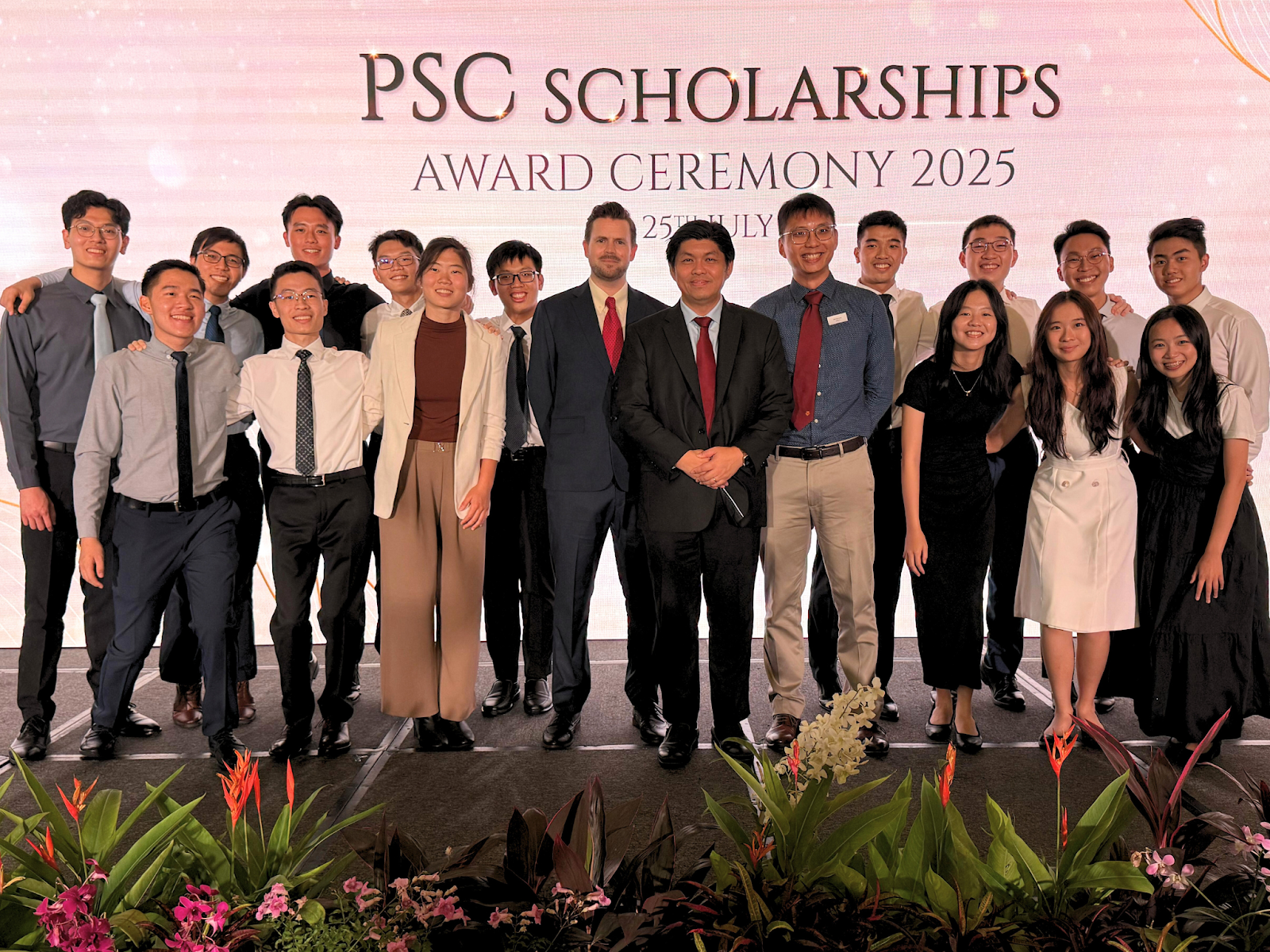 HCI students and Teacher posing at the PSC Scholarships Award Ceremony 2025