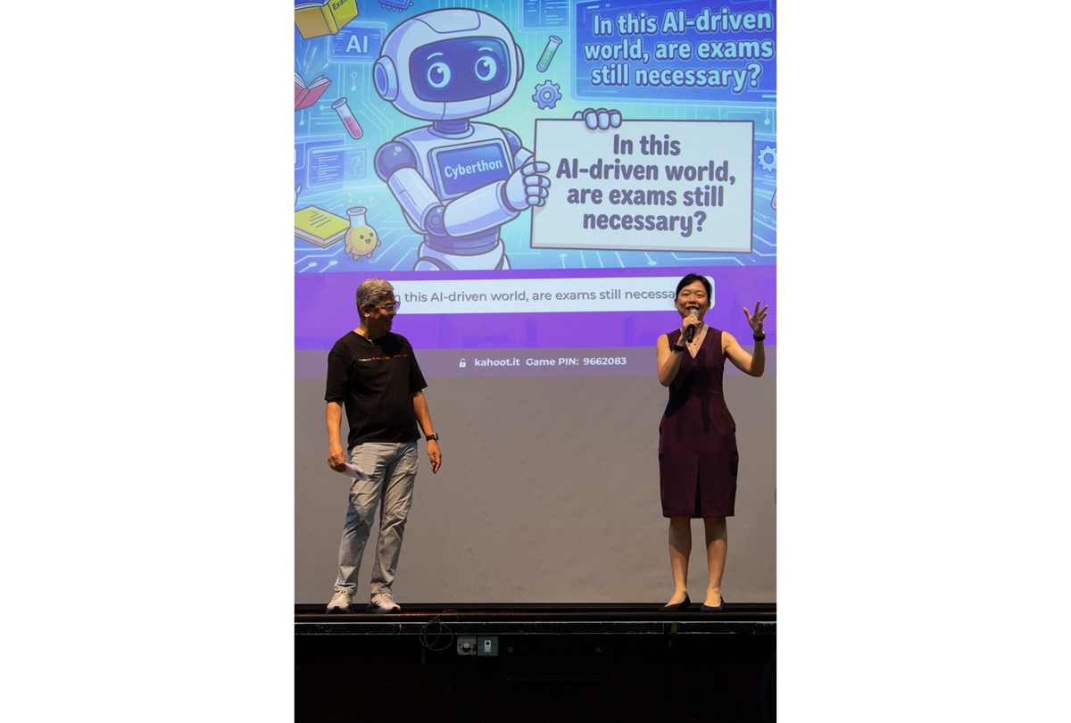 Ms Jasmin Lau, Minister of State (Digital Development & Information, Education), Guest-of-Honour giving her speech on the stage