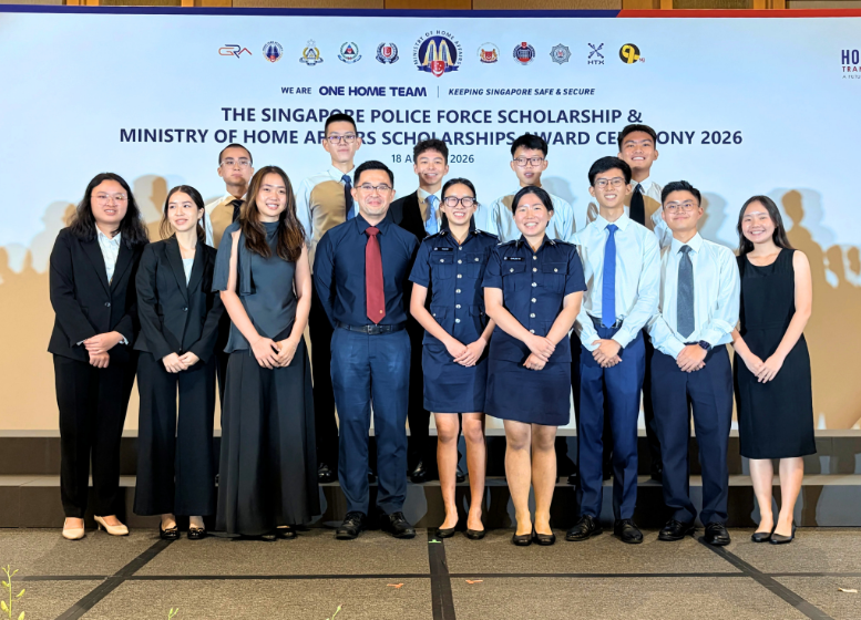 Group Photo with Mr Ng Say Tiong, Deputy Principal, with HCI’s 2026 Singapore Police Force and MHA Scholars