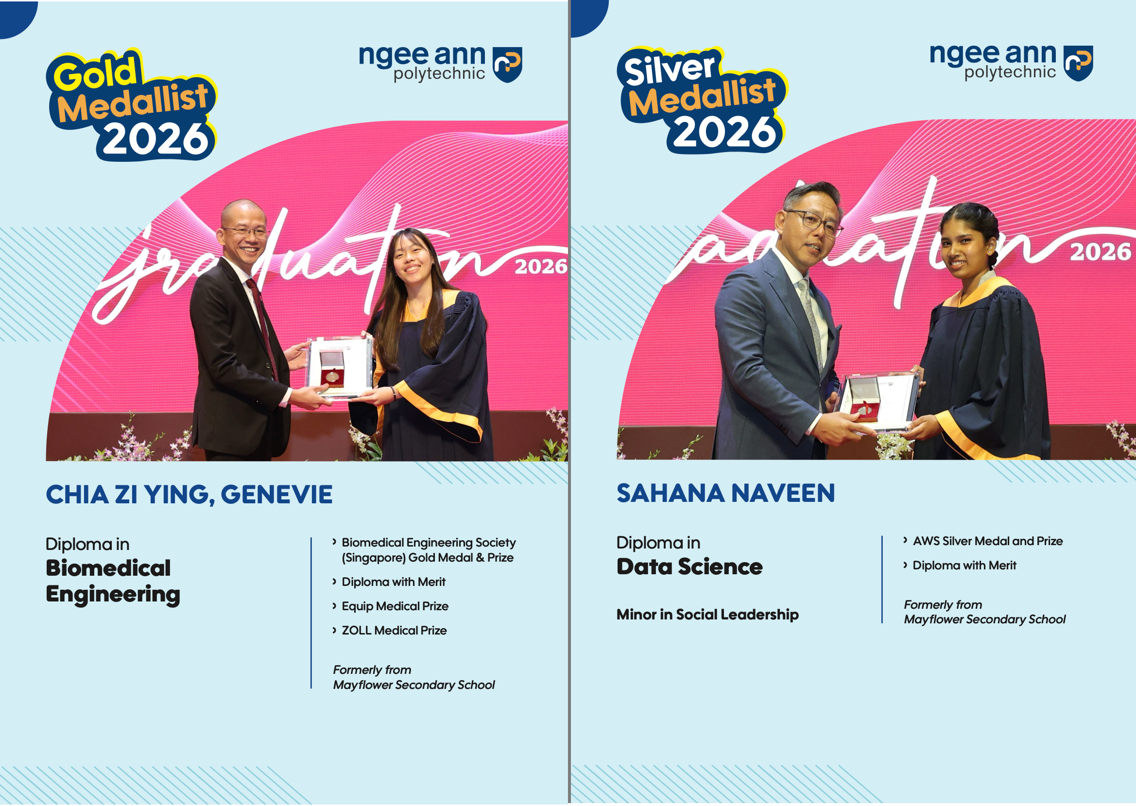 Alumnus receiving distinction award from Ngee Ann Polytechnic