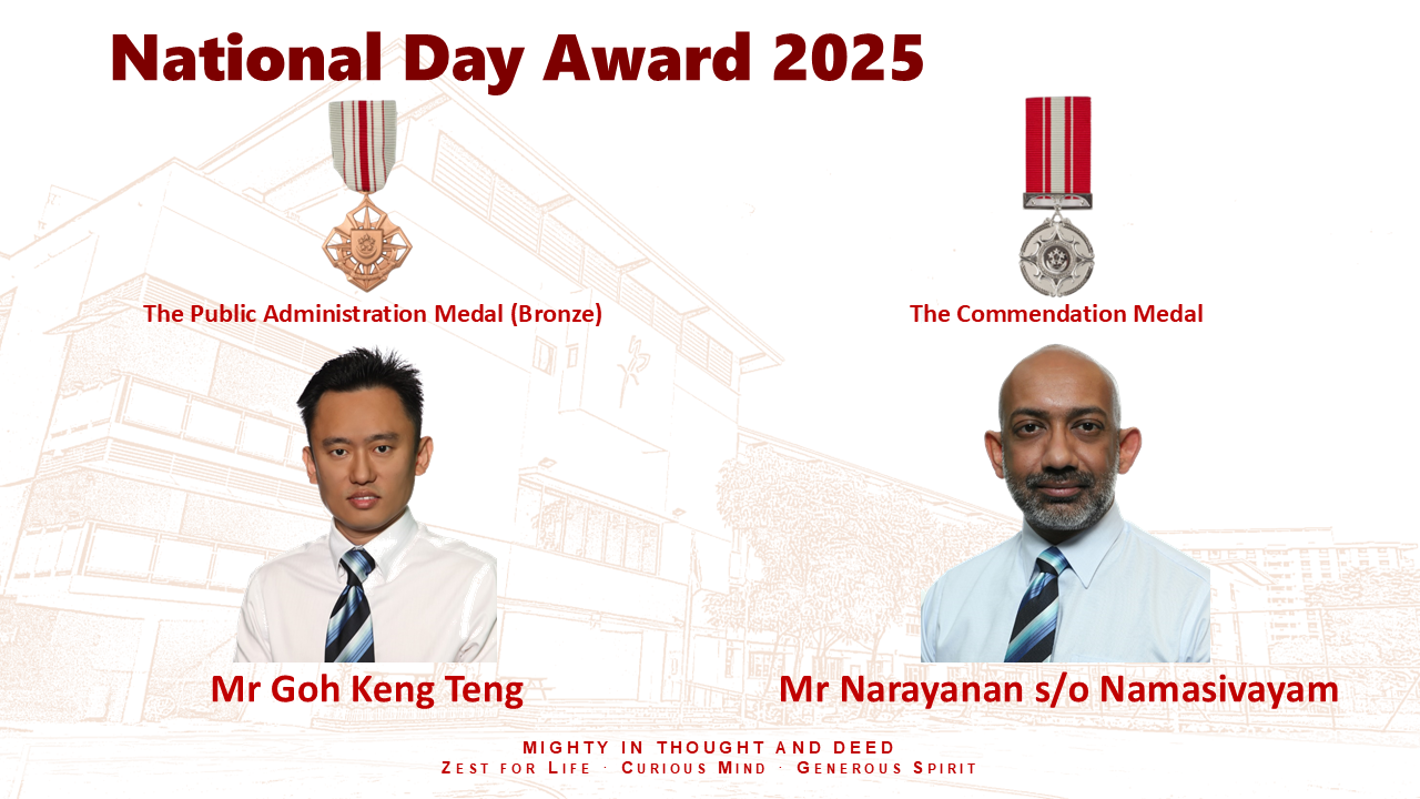 National Day Award 2025 announcement showing two male recipients with their respective medals and names.