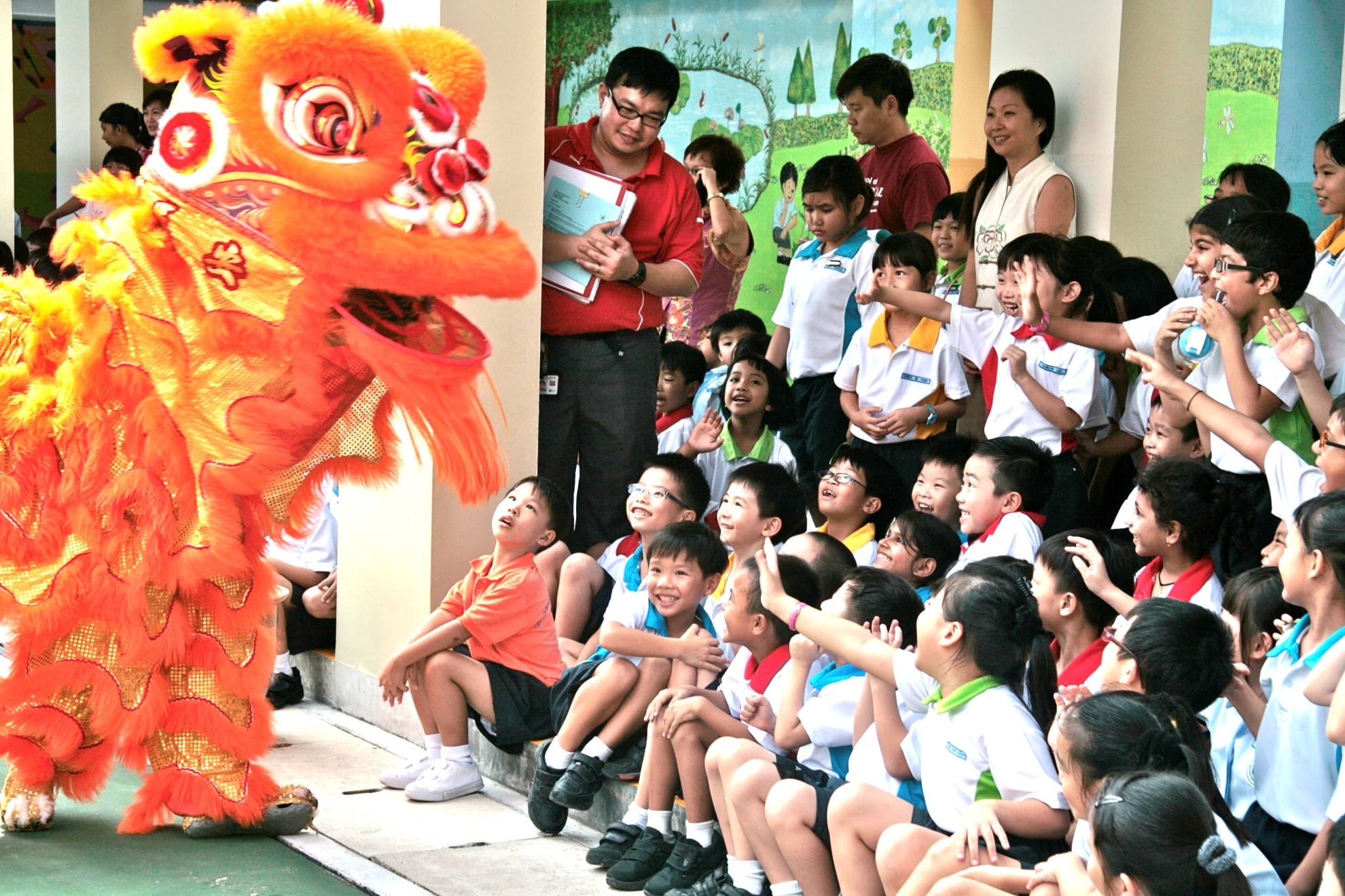 AGPS children being wowed by the lion dance troupe during our Chinese New Year celebration.