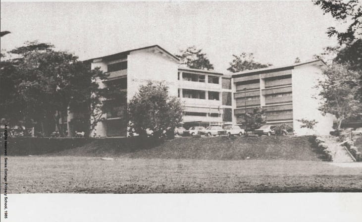 View of the Swiss Cottage Primary School in 1985. Source: Swiss Cottage Primary School Magazine 1985.