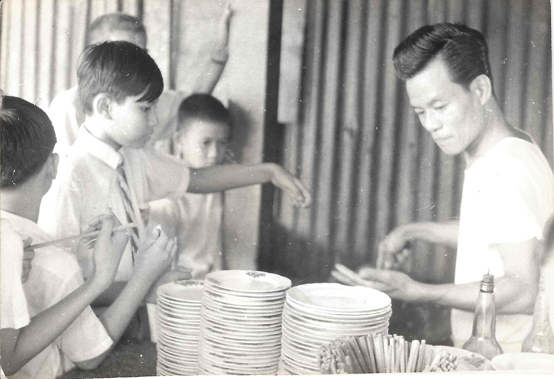 A period which every Anthonian looked forward to - Recess! There were perpetual long queues during recess at this particular stall selling delicious Char Kway Teow! (1960s)