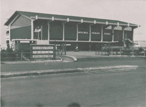 Facade of Merlimau Primary School building (1979). Source: Merlimau Primary Official Opening magazine.