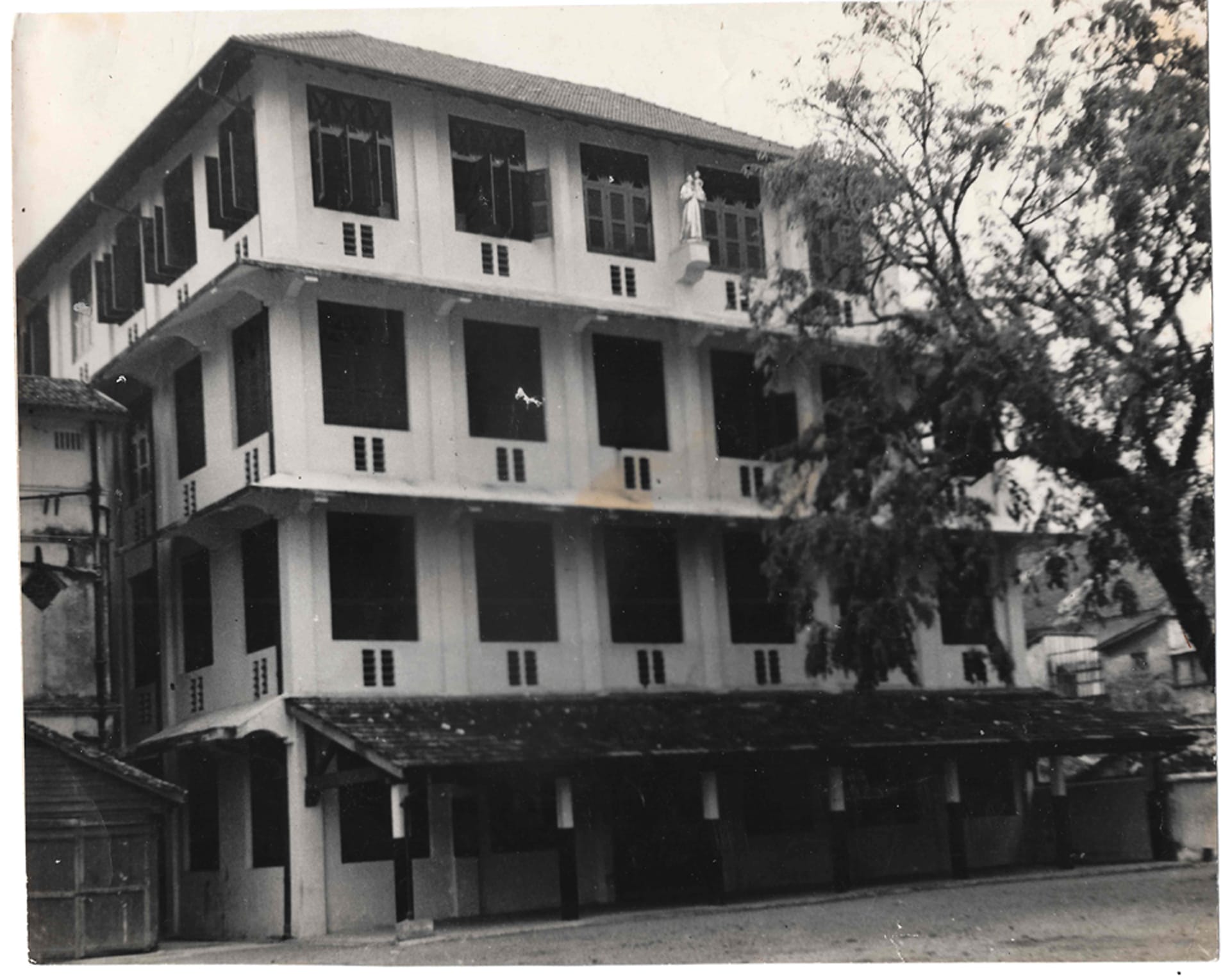 The old school building has been identified for conservation. In the grounds was the Angsana tree around which, the boys would carry out most of their outdoor activities (1951).