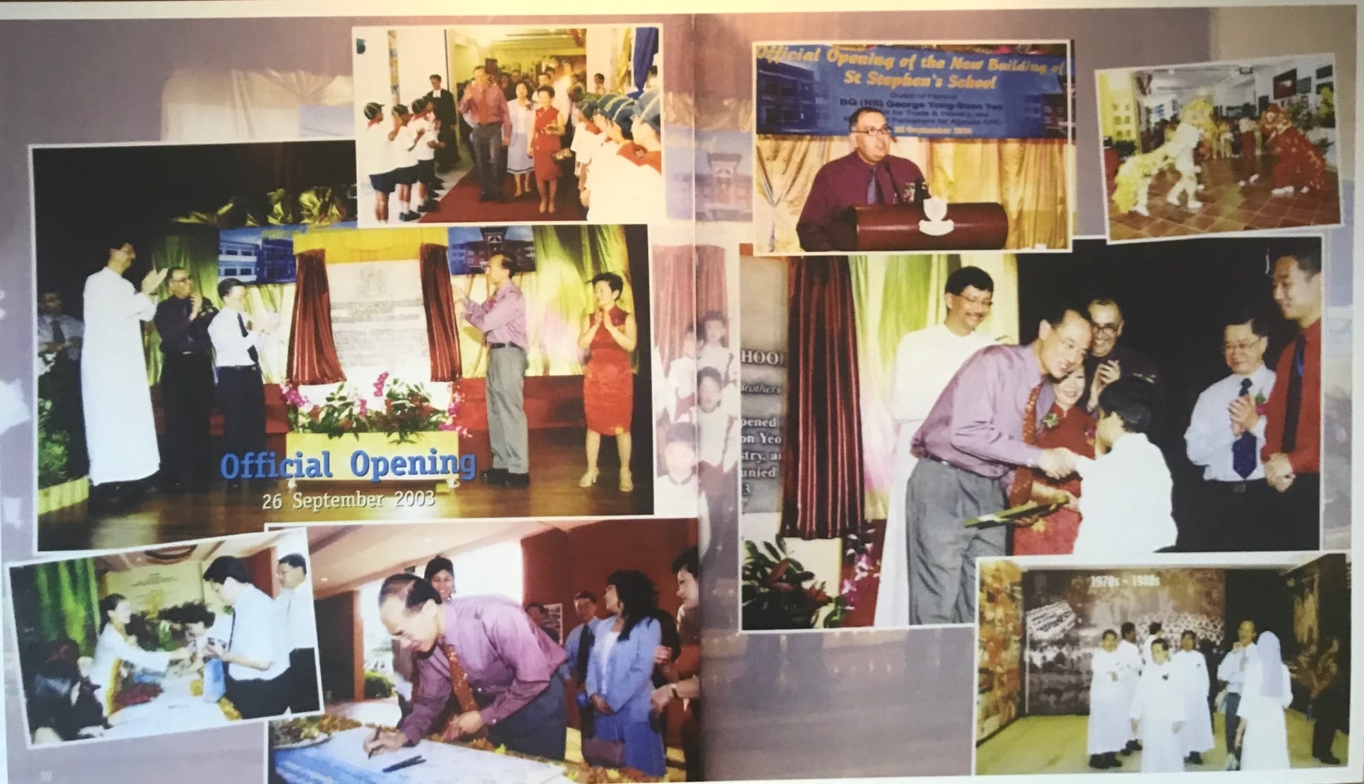Official opening of the new school campus on 26 September 2003 by then Minister for Trade and Industry, Mr George Yeo, who is an old boy of the school.