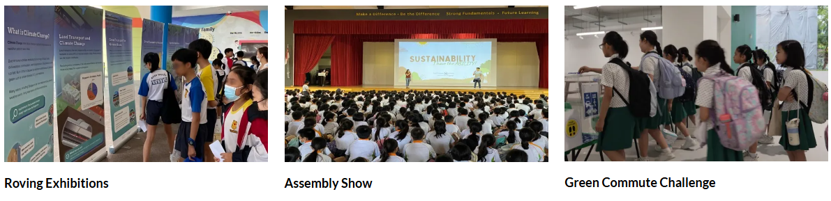 Pictures showing the roving exhibitions, assembly show and green commute challenge.