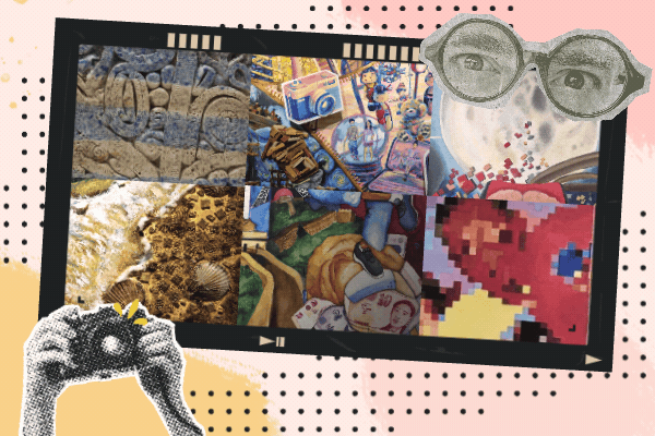 Collage of artwork featured at our level 2 Art Gallery
