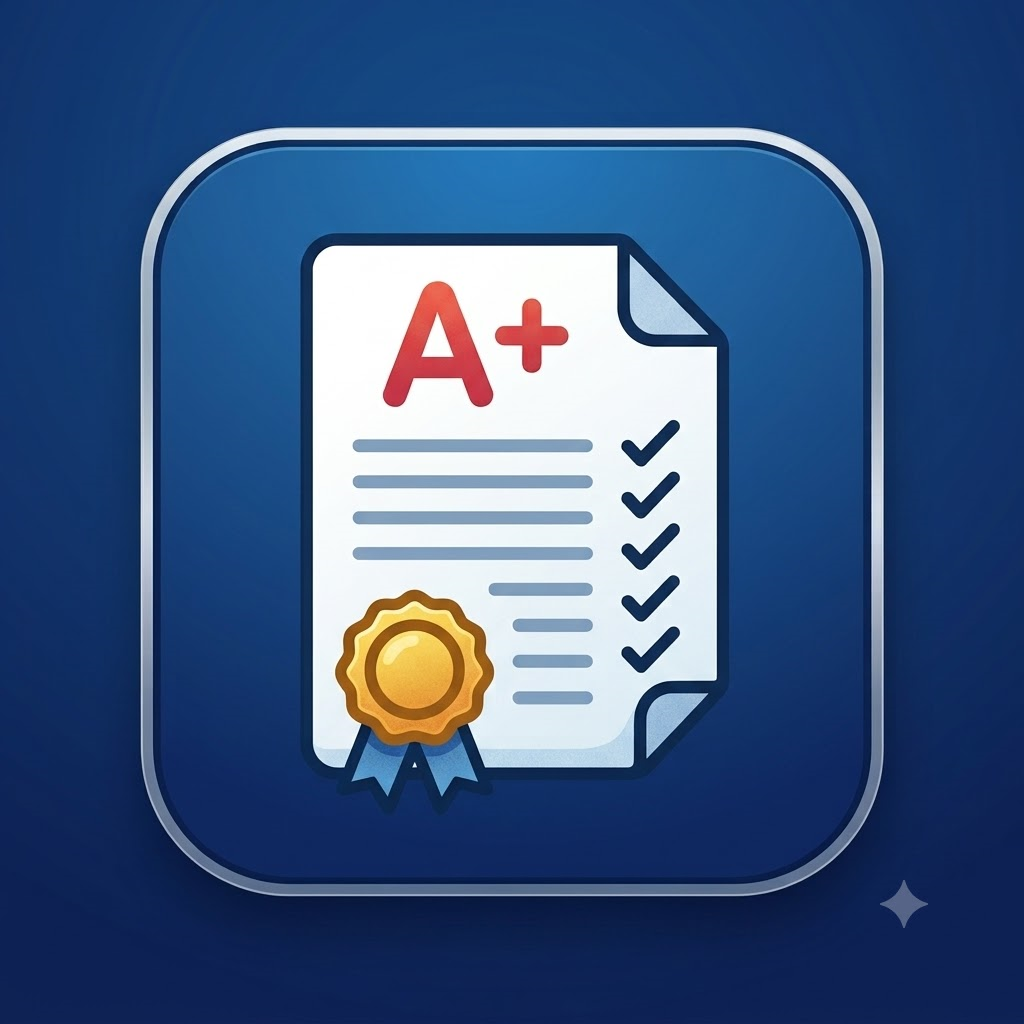 results slip with an A+