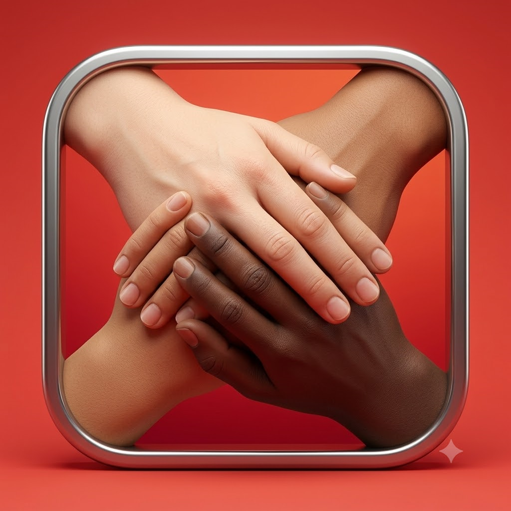4 hands on top of one another