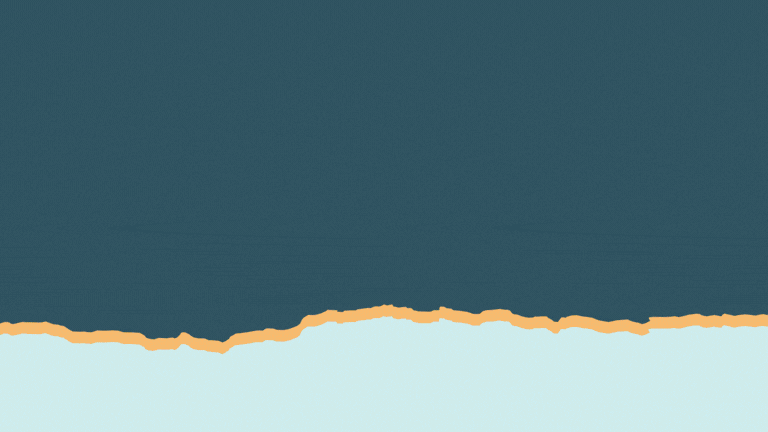 Dark blue-gray area above a jagged torn edge with tan border, over a pale blue-white area below