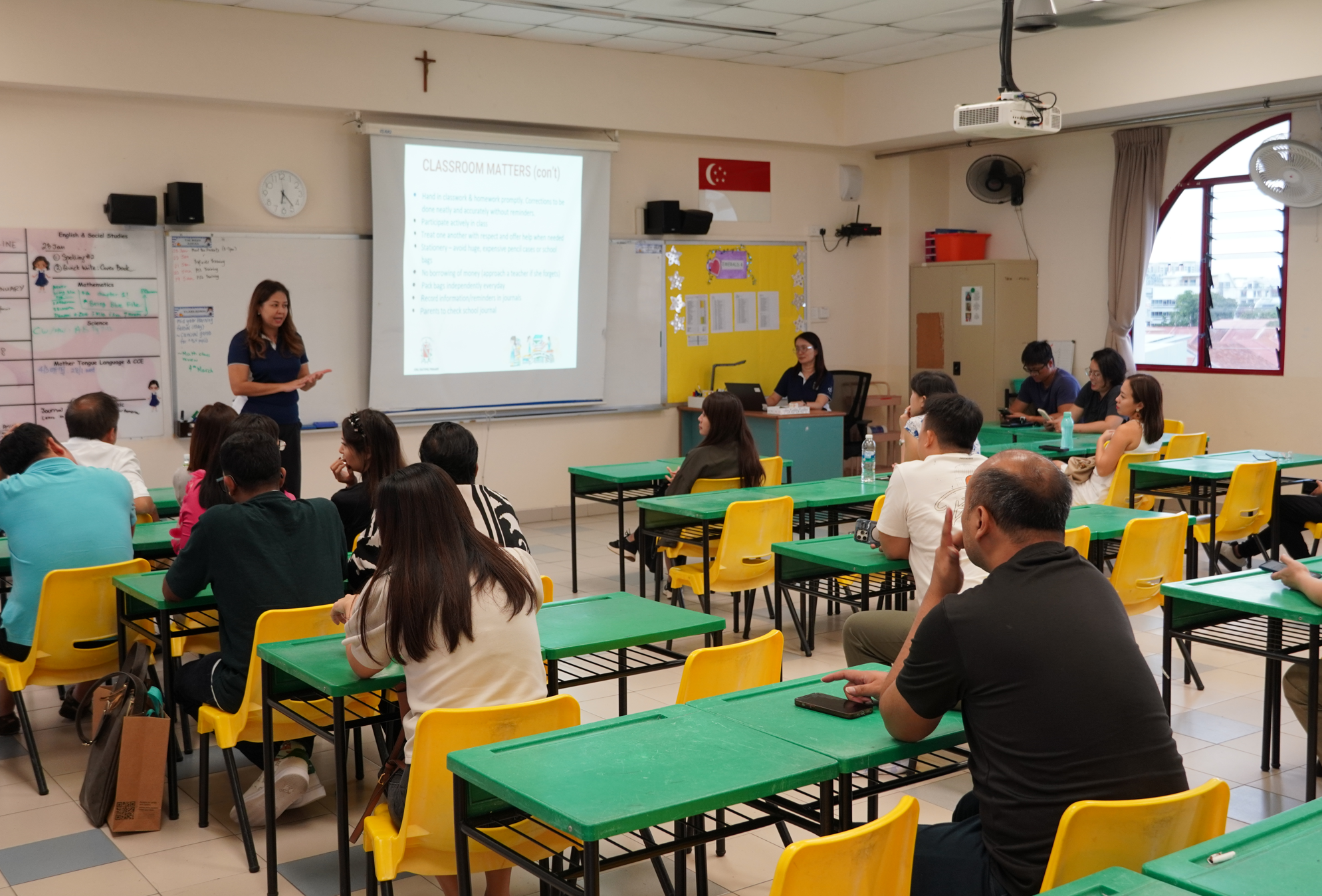Briefing for parents in classroom