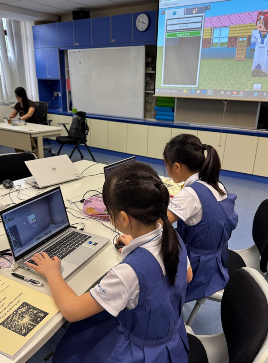 Students trying out Minecraft Education