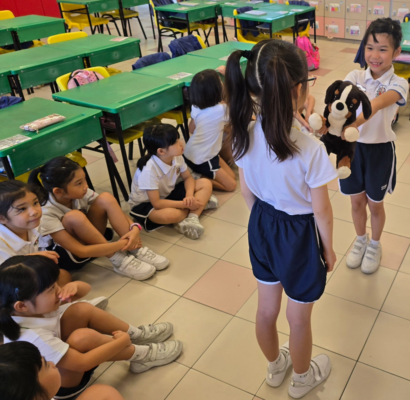 Students acting in classroom sketch