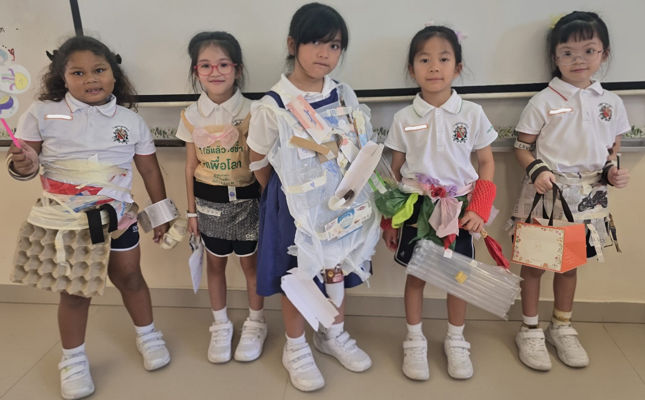 Students with their creative art work