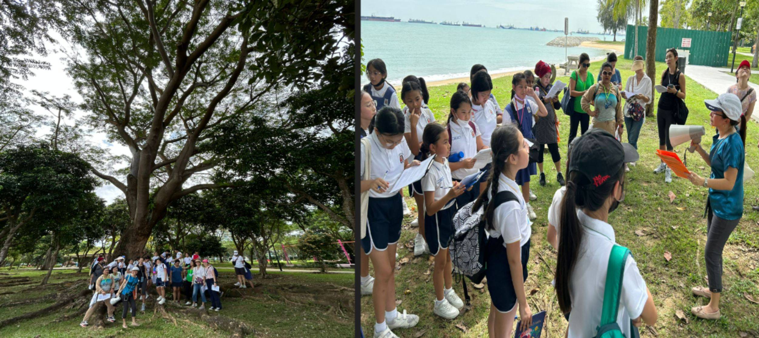 Students learning Science at East Coast Park