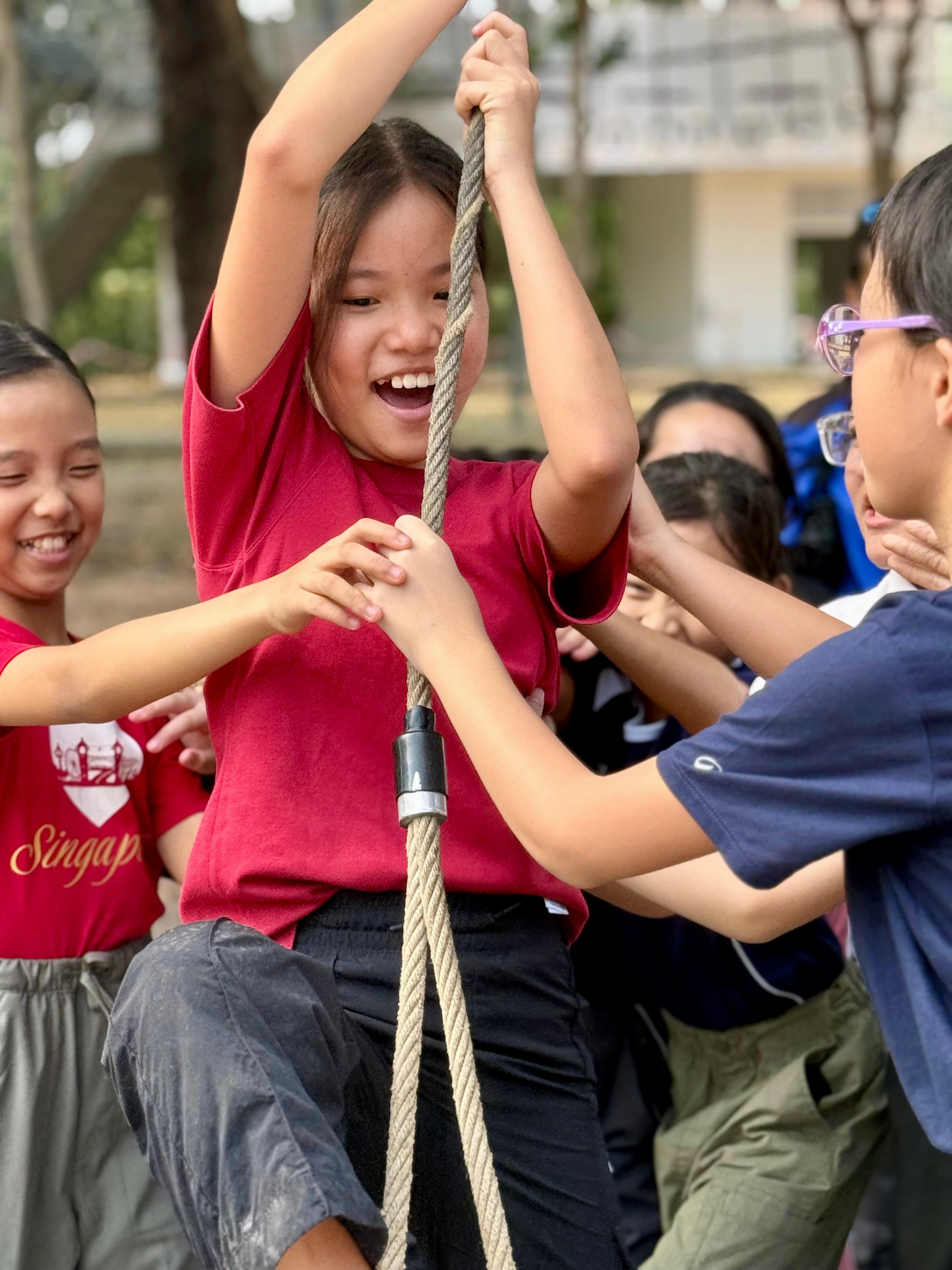 Students enjoying the camp at MOE Changi Coast Outdoor Adventure Learning Centre.