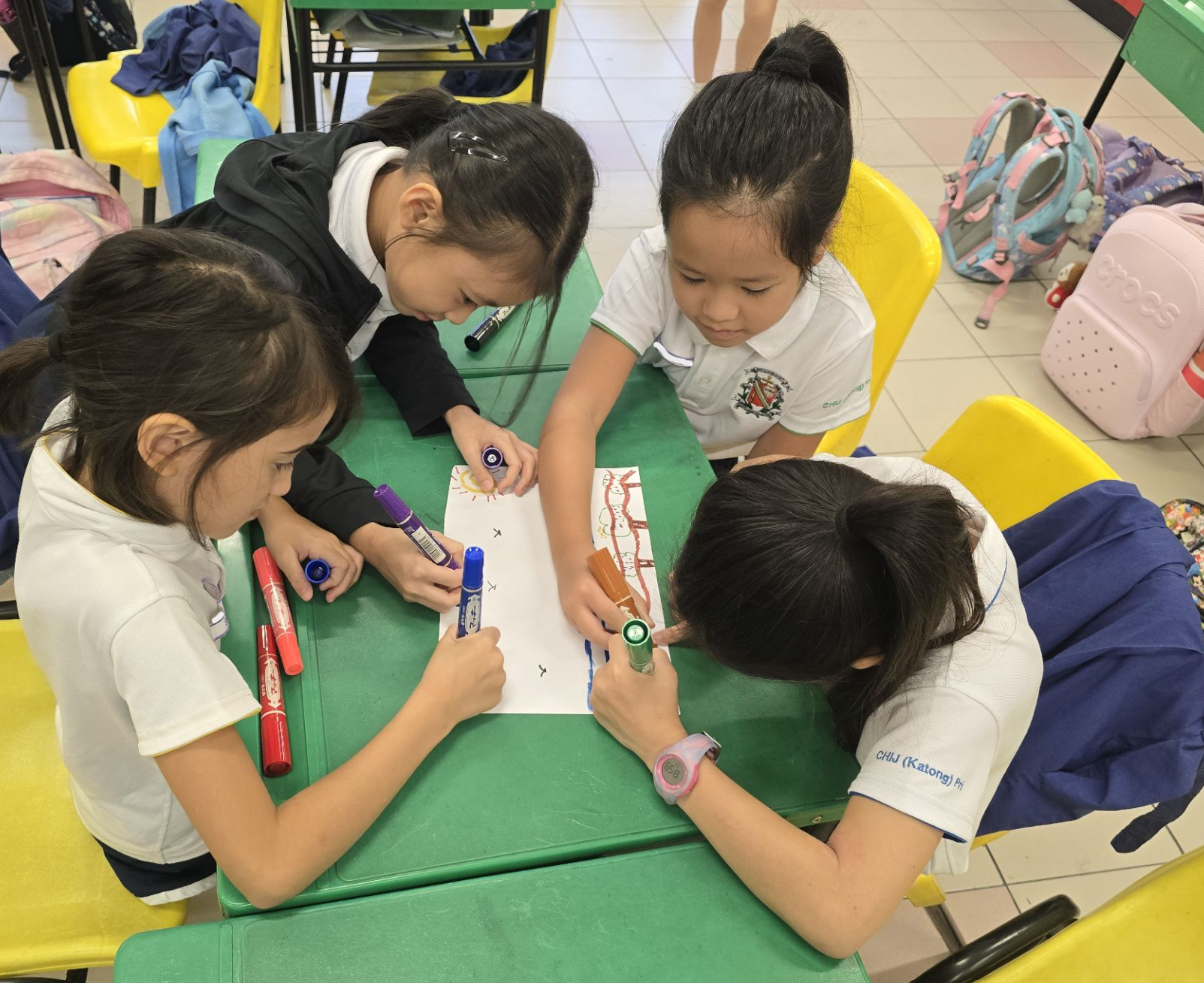Students creating their art work