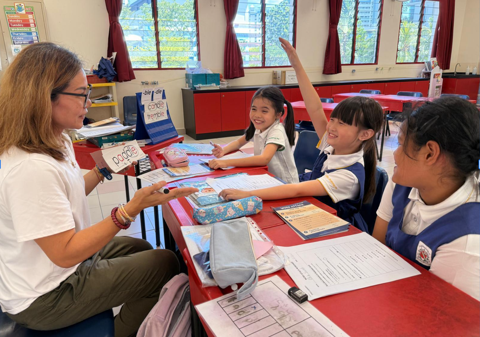 Students build reading skills through phonics practice