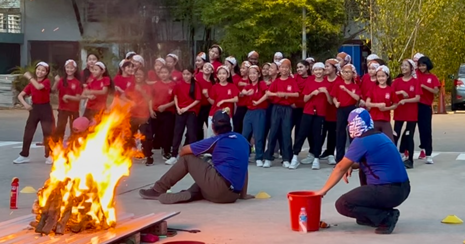 IJ girls at campfire