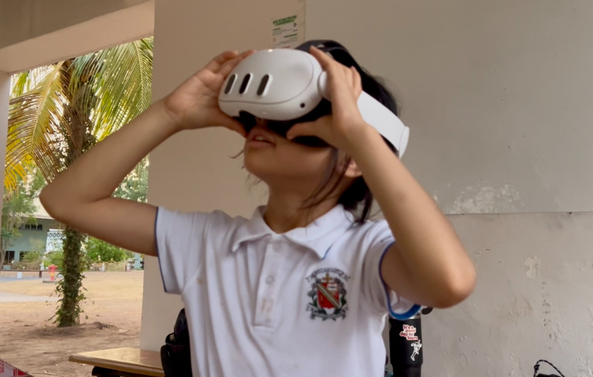 IJ girl trying out VR headset