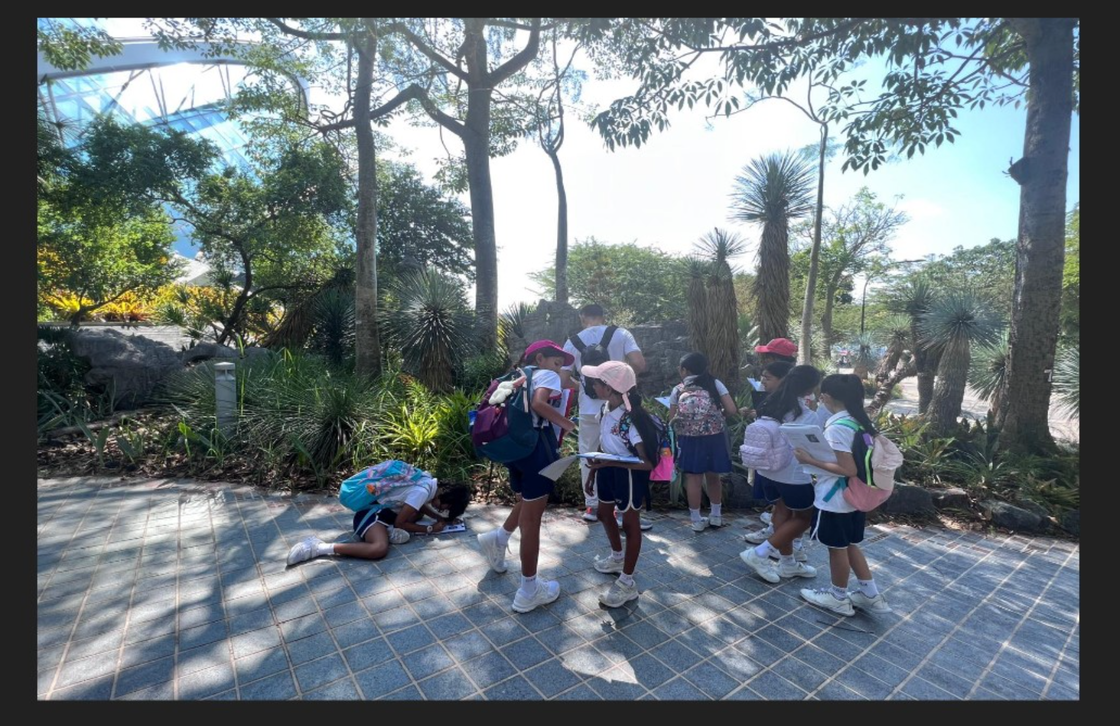 Students walking around Gardens By The Bay