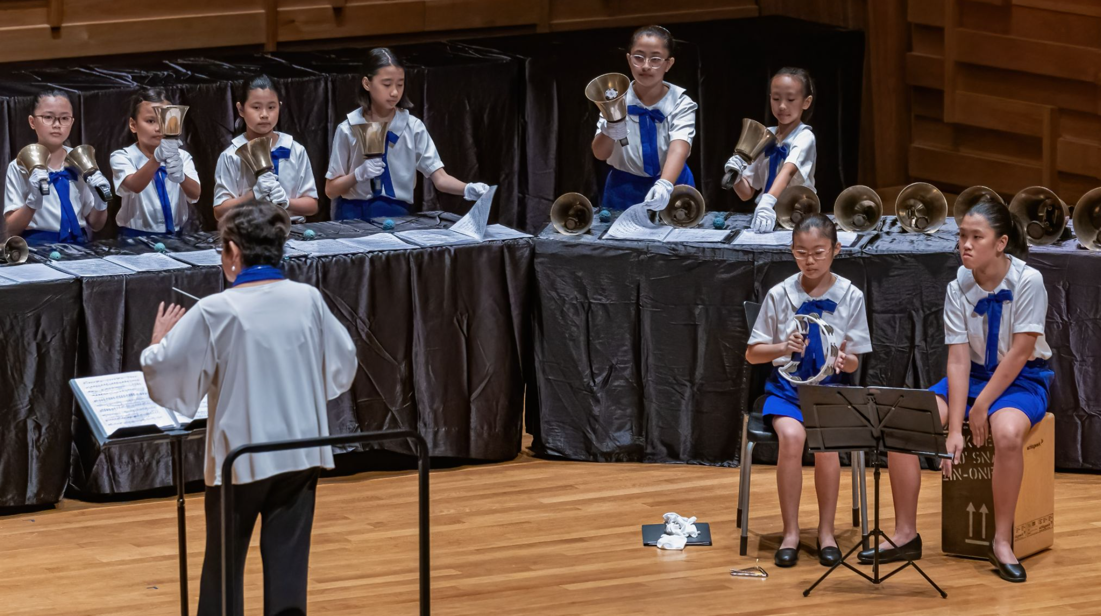Handbell girls performing during Singapore Youth Festival