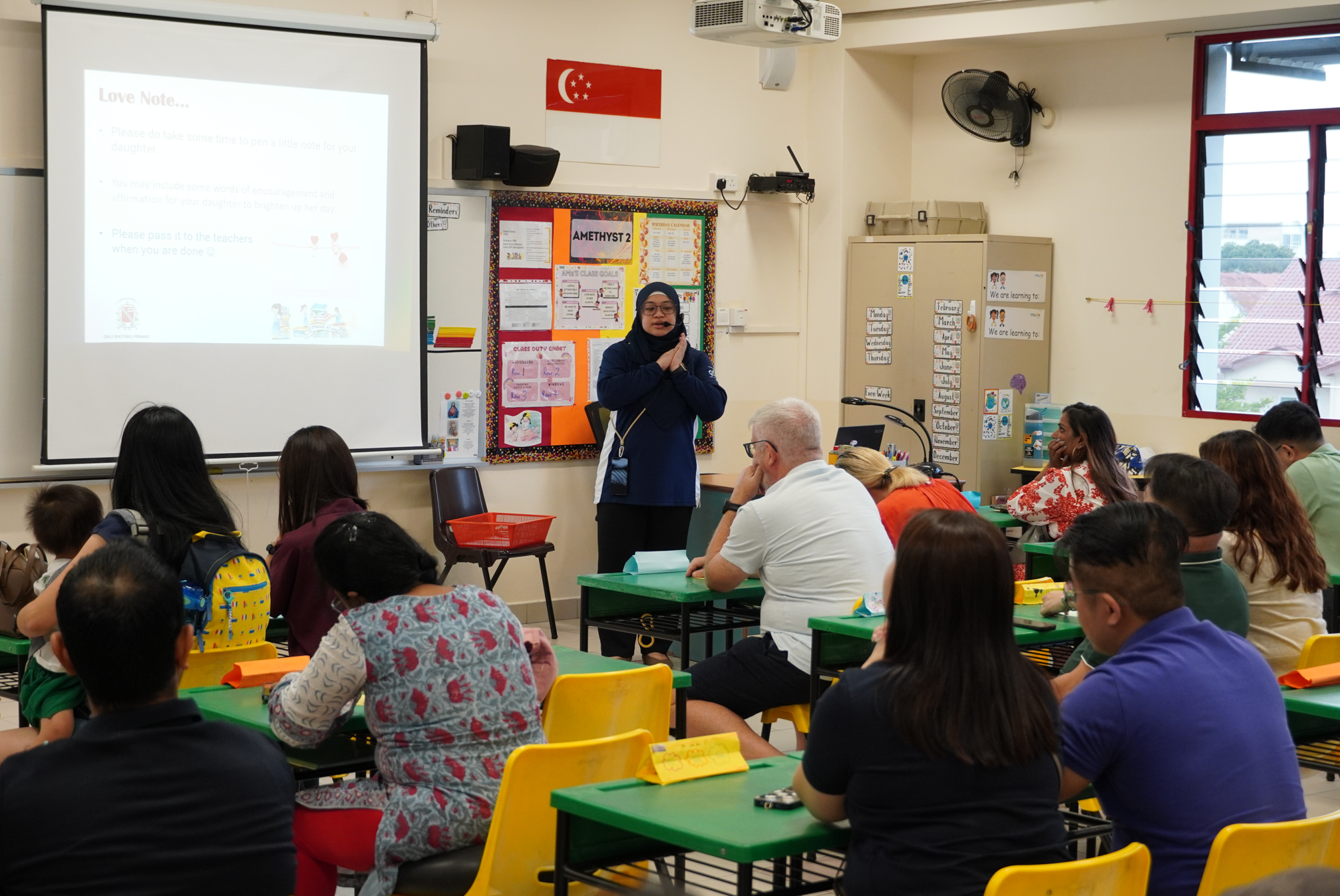 Briefing conducted by teacher in classroom