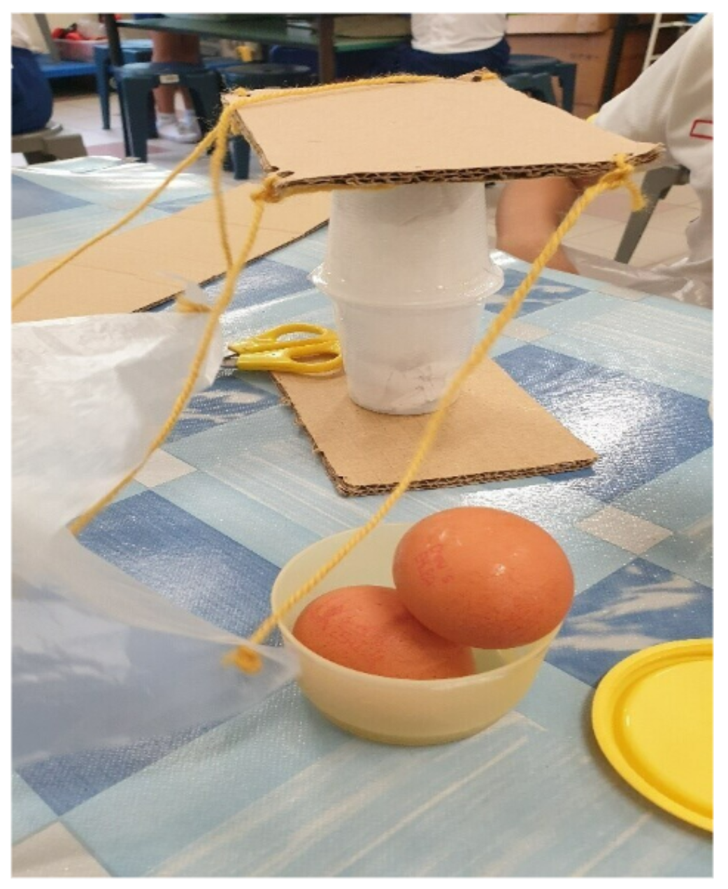 Science experiment conducted using eggs
