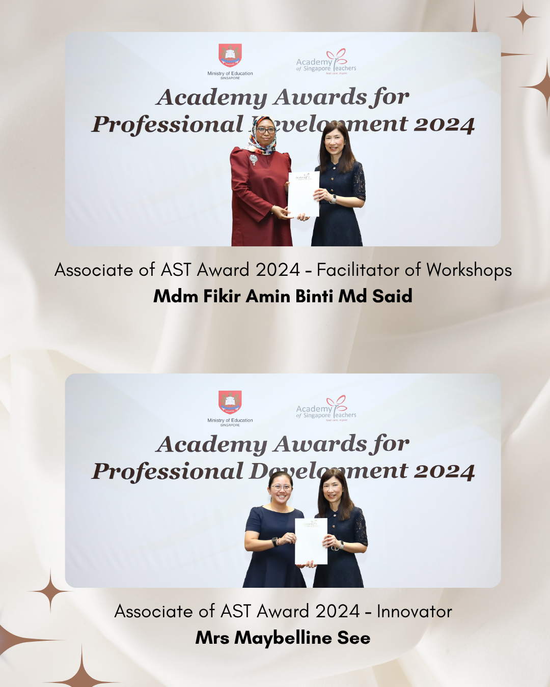 Staff members receive Academy Awards for Professional Development 2024, recognising contributions in facilitation and innovation.
