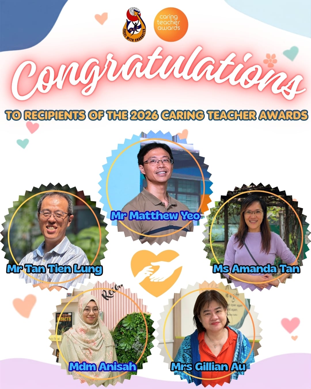 5 teachers who the recipients of the Carting Teacher Award for 2026