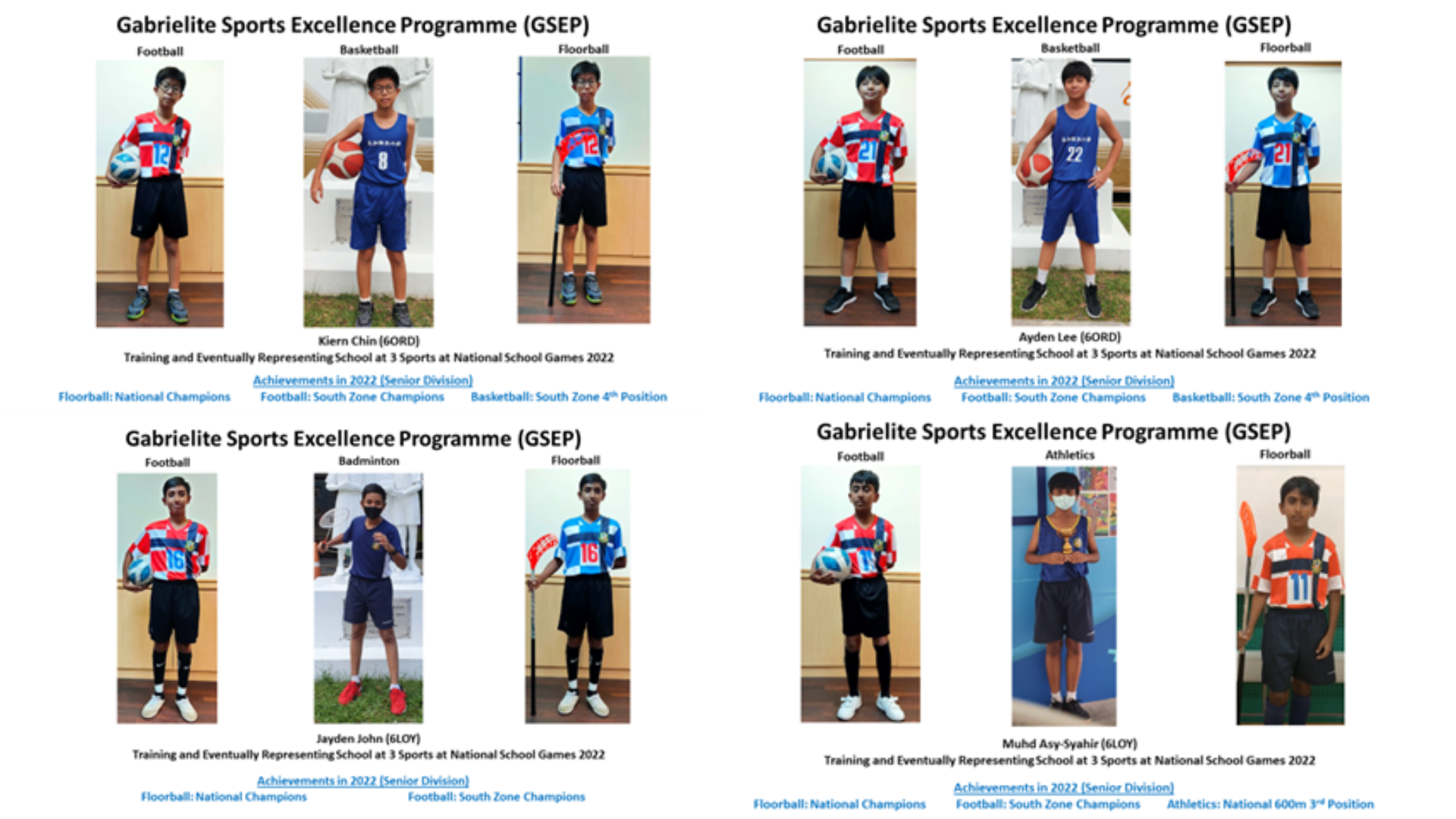 Students in sports attire standing still