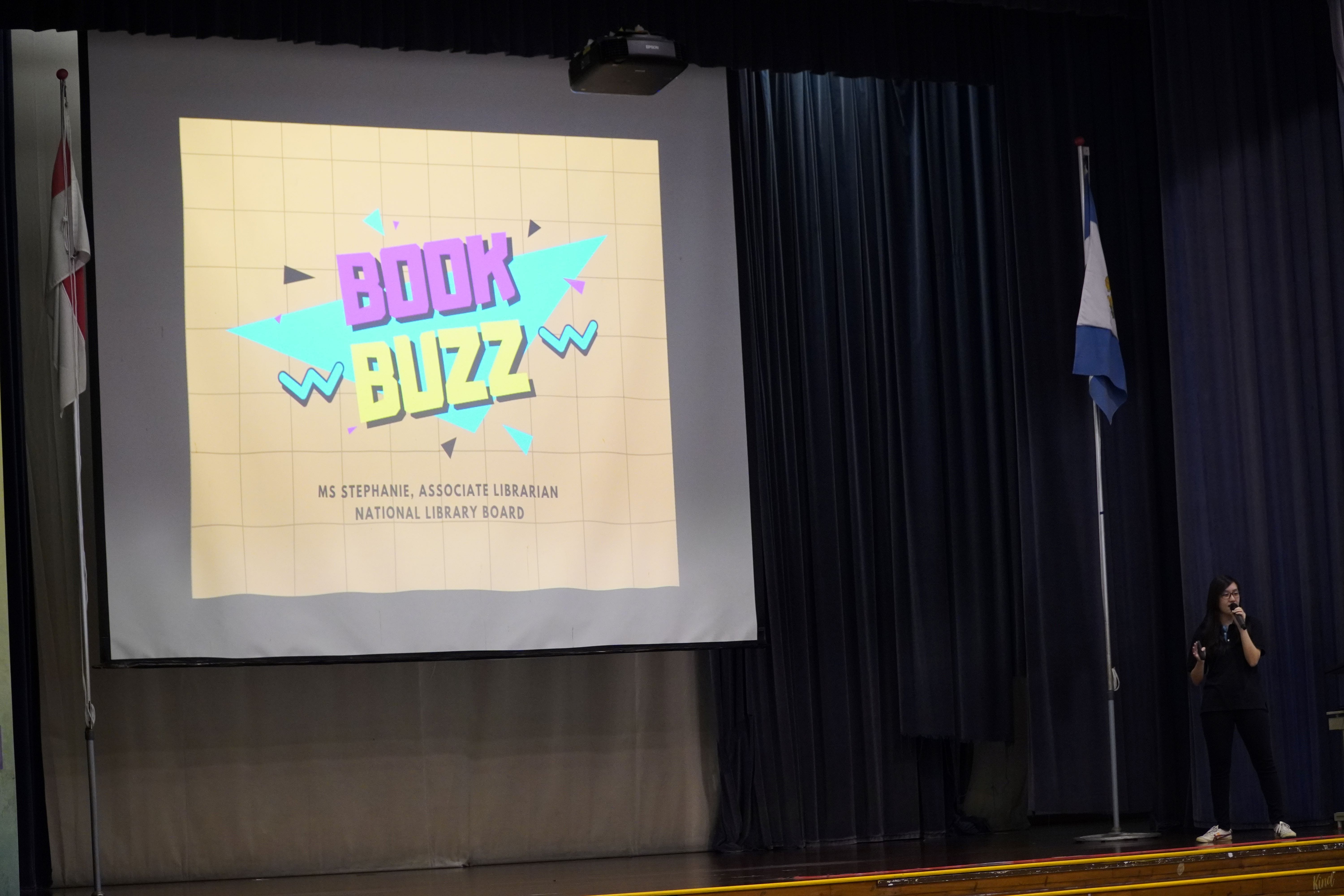 A librarian from the National Library Board giving a talk
