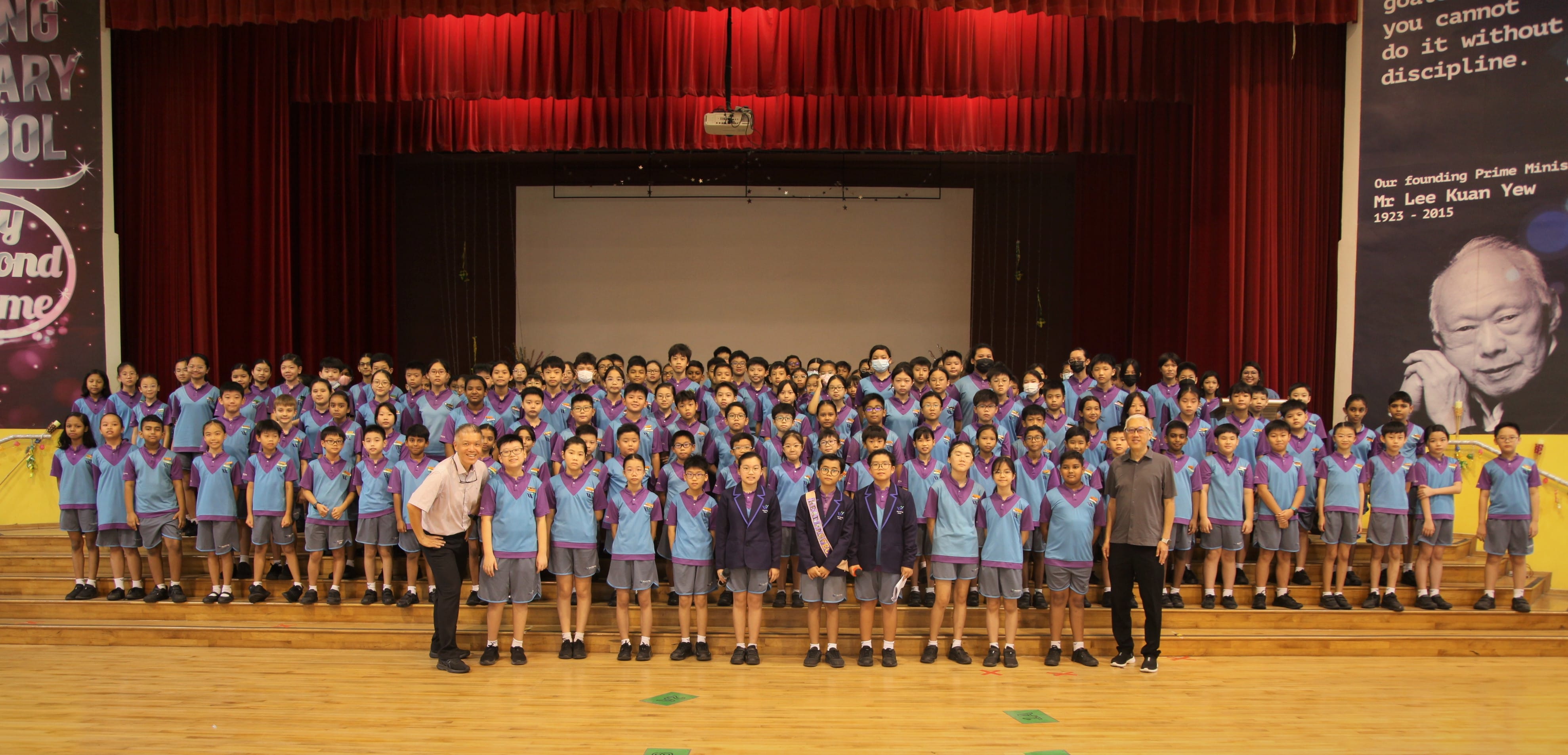 A photo of Student Leaders in West Spring Primary School at the Prefects' Investiture