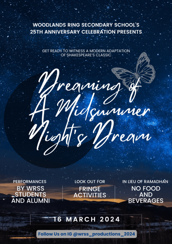 Poster for Dreaming of A Midsummer Night's Dream event on 16 March 2024, with a starry night sky background.