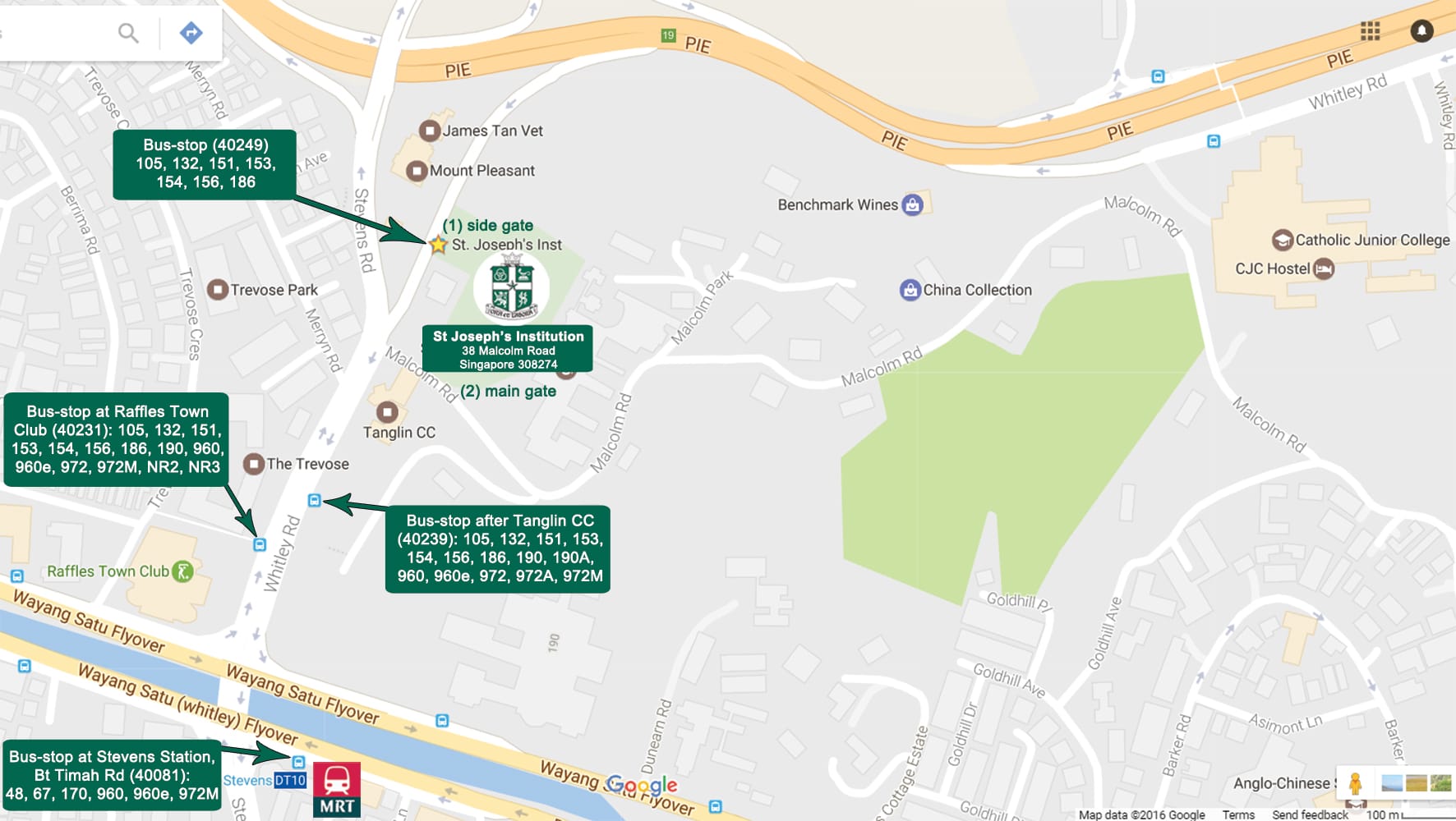 Google map to get to SJI