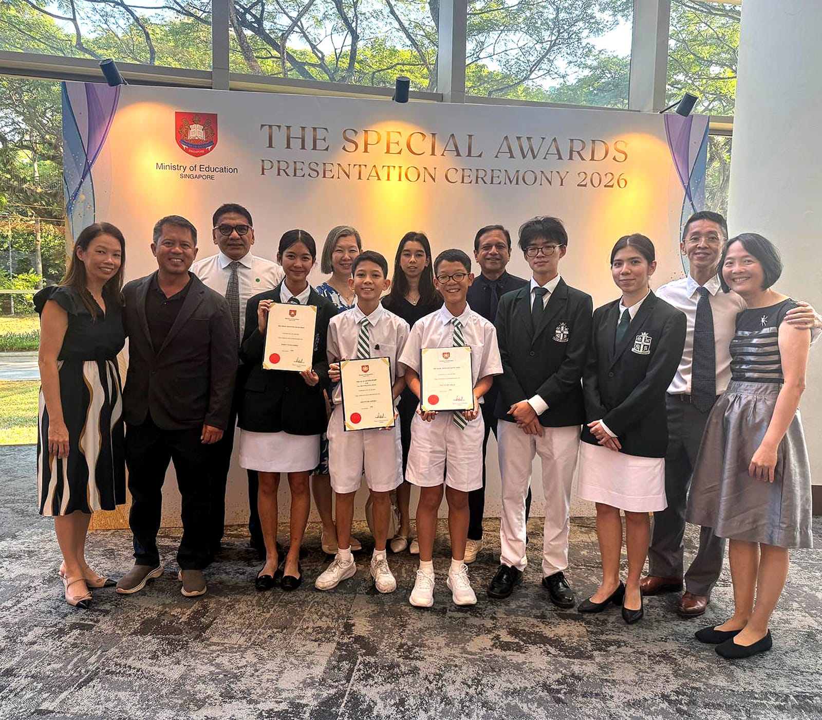 Award winners with Principal and parents