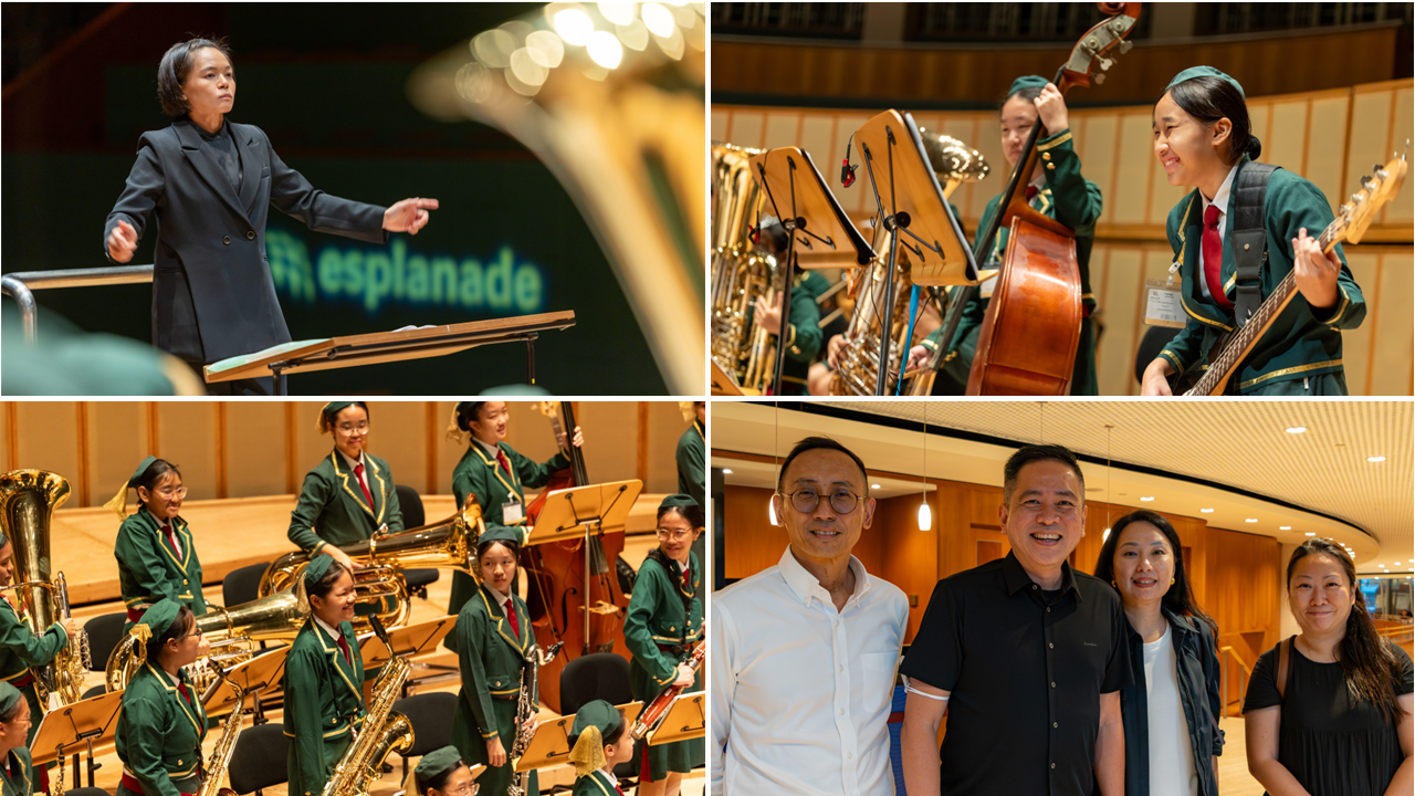 Photo collage of depicting our students honing their craft with the conductor leading them. Group picture of our guest grazing the occasion. 